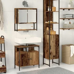 vidaXL Badkamermeubelset met plank 3 pcs Oud Hout Bewerkt hout