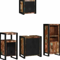 vidaXL Badkamermeubelset met lade 4 pcs Massief Gerecycled Hout