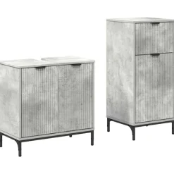 vidaXL Badkamermeubelset 2 pcs Beton Grijs Geperst Hout en Metaal
