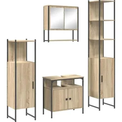 vidaXL Badkamermeubelset met plank 4 pcs Sonoma Eiken Bewerkt hout