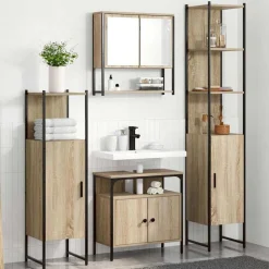 vidaXL Badkamermeubelset met plank 4 pcs Sonoma Eiken Bewerkt hout