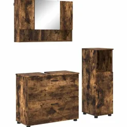 vidaXL Badkamermeubelset 3 pcs Gerookt eiken Bewerkt hout en metaal