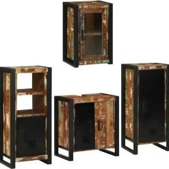 vidaXL Badkamermeubelset 4 pcs Multikleur Massief gerecycled hout