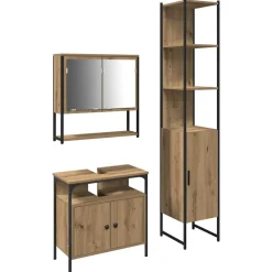 vidaXL Badkamermeubelset met plank 3 pcs Artisan Eiken Bewerkt hout