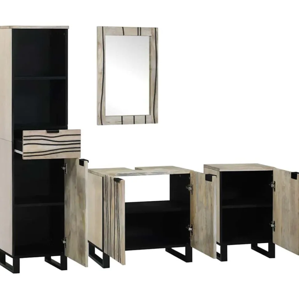 vidaXL Badkamermeubelset met lade 4 pcs Walnoot Bruin Bewerkt hout