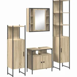 vidaXL Badkamermeubelset met plank 4 pcs Sonoma Eiken Bewerkt hout