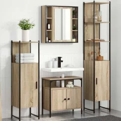 vidaXL Badkamermeubelset met plank 4 pcs Sonoma Eiken Bewerkt hout