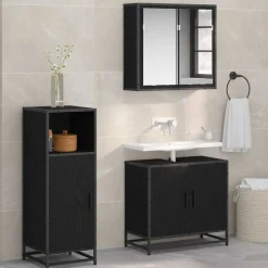 vidaXL Badkamermeubelset Zwart Eiken 35 x 37,5 x 100 cm Bewerkt hout