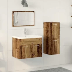 vidaXL Badkamermeubelset Wandgemonteerd 4 pcs Bruin Bewerkt hout