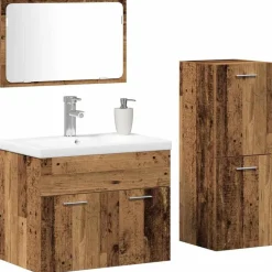 vidaXL Badkamermeubelset Wandgemonteerd 4 pcs Bruin Bewerkt hout