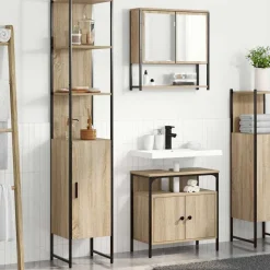 vidaXL Badkamermeubelset met plank 3 pcs Sonoma Eiken Bewerkt hout