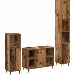vidaXL Badkamermeubelset met plank 3 pcs Oud Hout Bewerkt hout