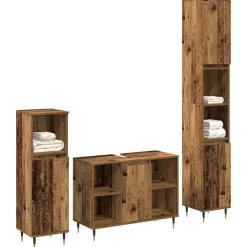 vidaXL Badkamermeubelset met plank 3 pcs Oud Hout Bewerkt hout