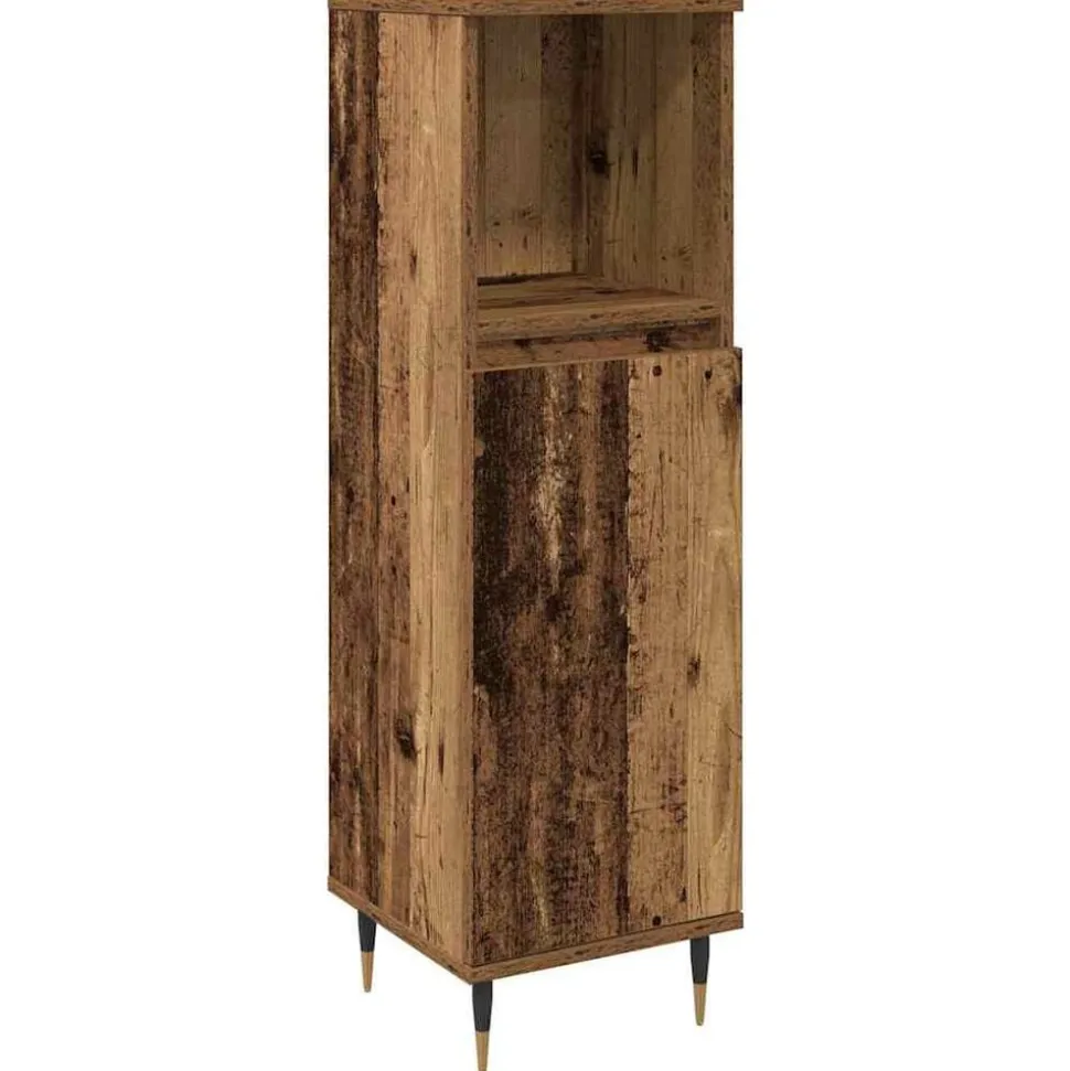 vidaXL Badkamermeubelset met plank 3 pcs Oud Hout Bewerkt hout