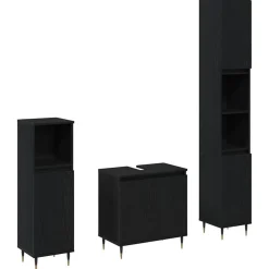 vidaXL Badkamermeubelset met opslag 3 pcs Zwart Eiken 30 x 30 x 190 cm