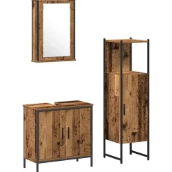 vidaXL Badkamermeubelset 3 pcs Bruin 33 x 33 x 120.5 cm Bewerkt hout