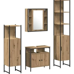 vidaXL Badkamermeubelset met plank 4 pcs Artisan Eiken Bewerkt hout