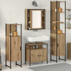 vidaXL Badkamermeubelset met plank 4 pcs Artisan Eiken Bewerkt hout