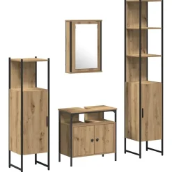 vidaXL Badkamermeubelset 4 pcs artisanaal eikenkleurig Bewerkt hout