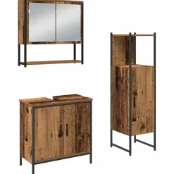 vidaXL Badkamermeubelset met plank met opslag 3 pcs Bruin Bewerkt hout
