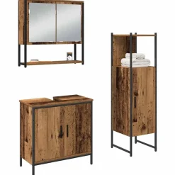 vidaXL Badkamermeubelset met plank met opslag 3 pcs Bruin Bewerkt hout