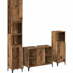 vidaXL Badkamermeubelset met plank 3 pcs Oud hout Bewerkt hout