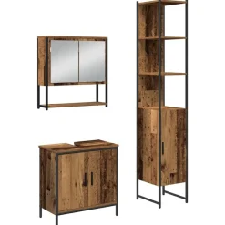vidaXL Badkamermeubelset met plank met opslag 3 pcs Bruin Bewerkt hout