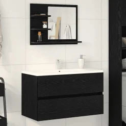 vidaXL Badkamerspiegel 60x10,5x45 cm spaanplaat zwart eikenkleurig