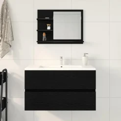 vidaXL Badkamerspiegel 60x10,5x45 cm spaanplaat zwart eikenkleurig