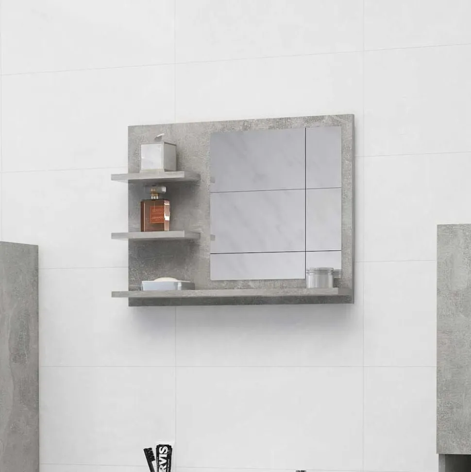 vidaXL Badkamerspiegel 60x10,5x45 cm bewerkt hout betongrijs