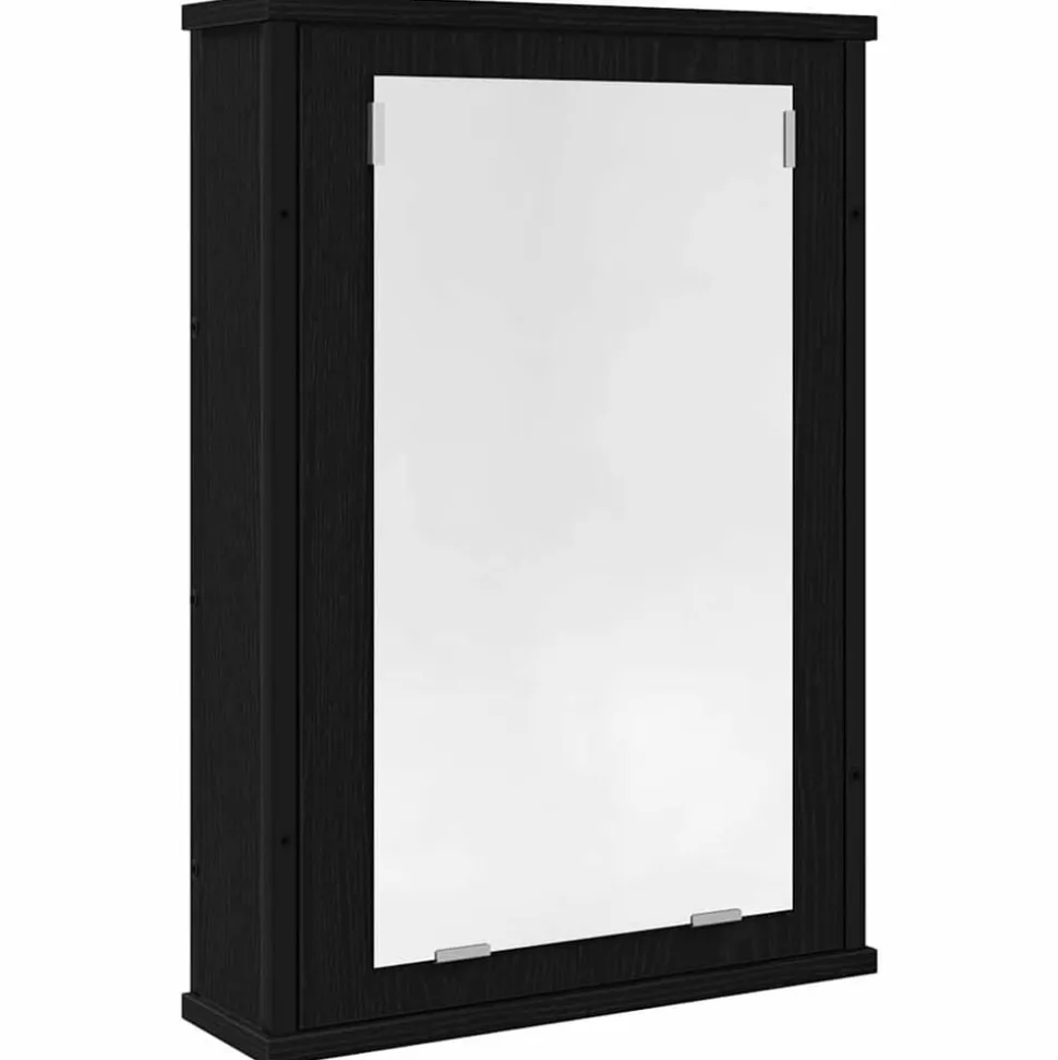 vidaXL Badkamerspiegelkast 42x12x60 cm spaanplaat zwart eikenkleurig