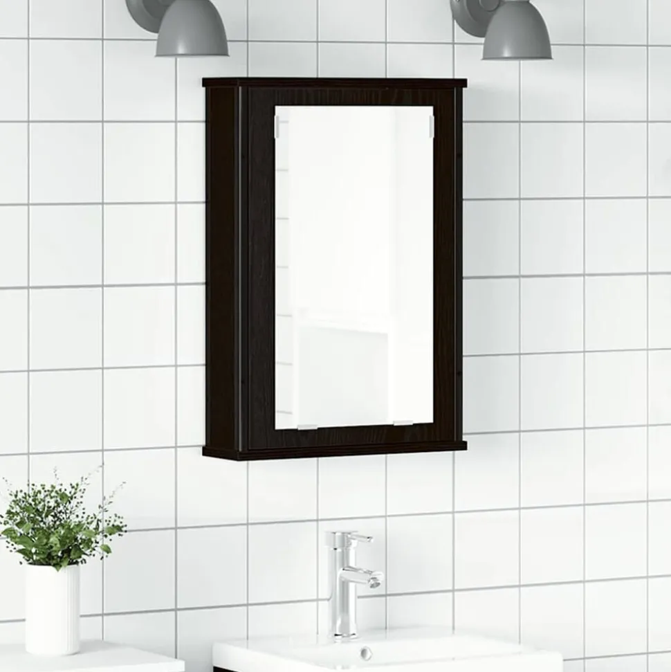 vidaXL Badkamerspiegelkast 42x12x60 cm spaanplaat zwart eikenkleurig