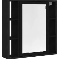 vidaXL Badkamerspiegelkast zwart eiken 60x16x60 cm bewerkt hout