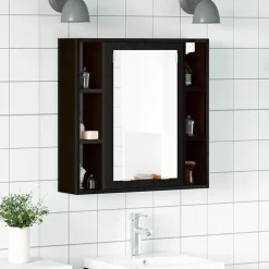 vidaXL Badkamerspiegelkast zwart eiken 60x16x60 cm bewerkt hout