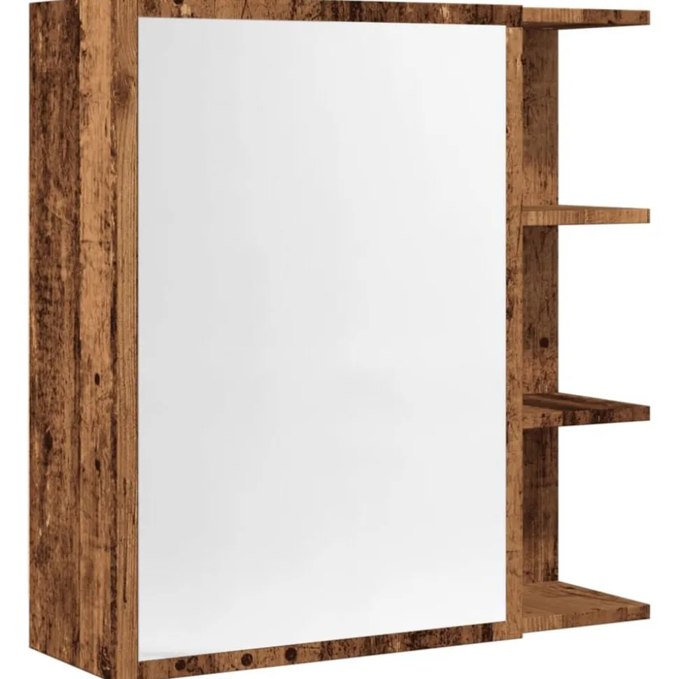 vidaXL Badkamerspiegelkast 62,5x20,5x64cm bewerkt hout oud houtkleurig
