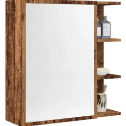 vidaXL Badkamerspiegelkast 62,5x20,5x64cm bewerkt hout oud houtkleurig