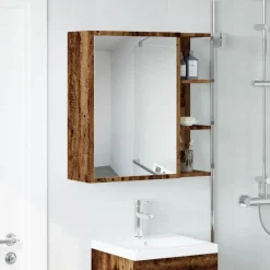 vidaXL Badkamerspiegelkast 62,5x20,5x64cm bewerkt hout oud houtkleurig