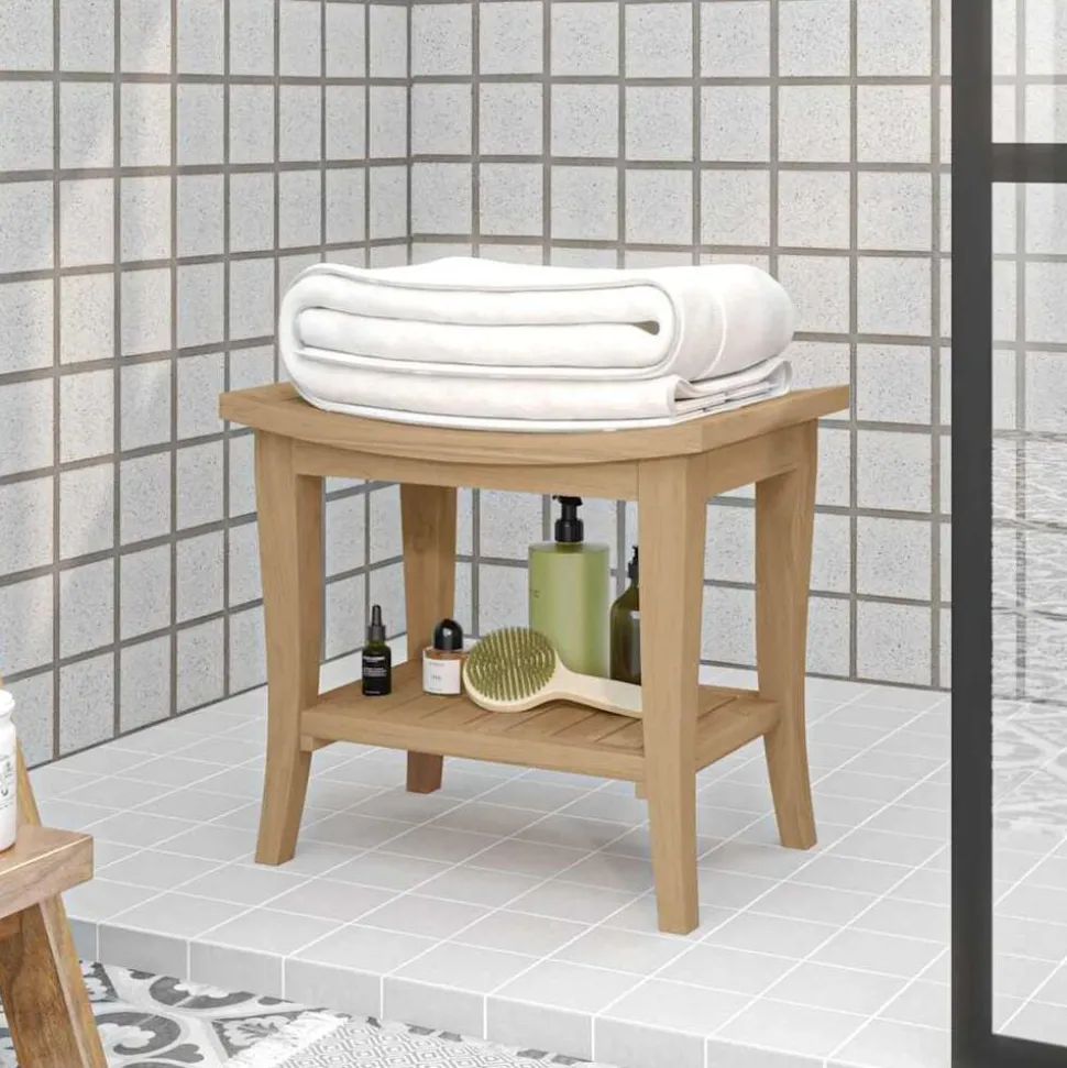 vidaXL Badkamertafel 50x35x45 cm massief teakhout