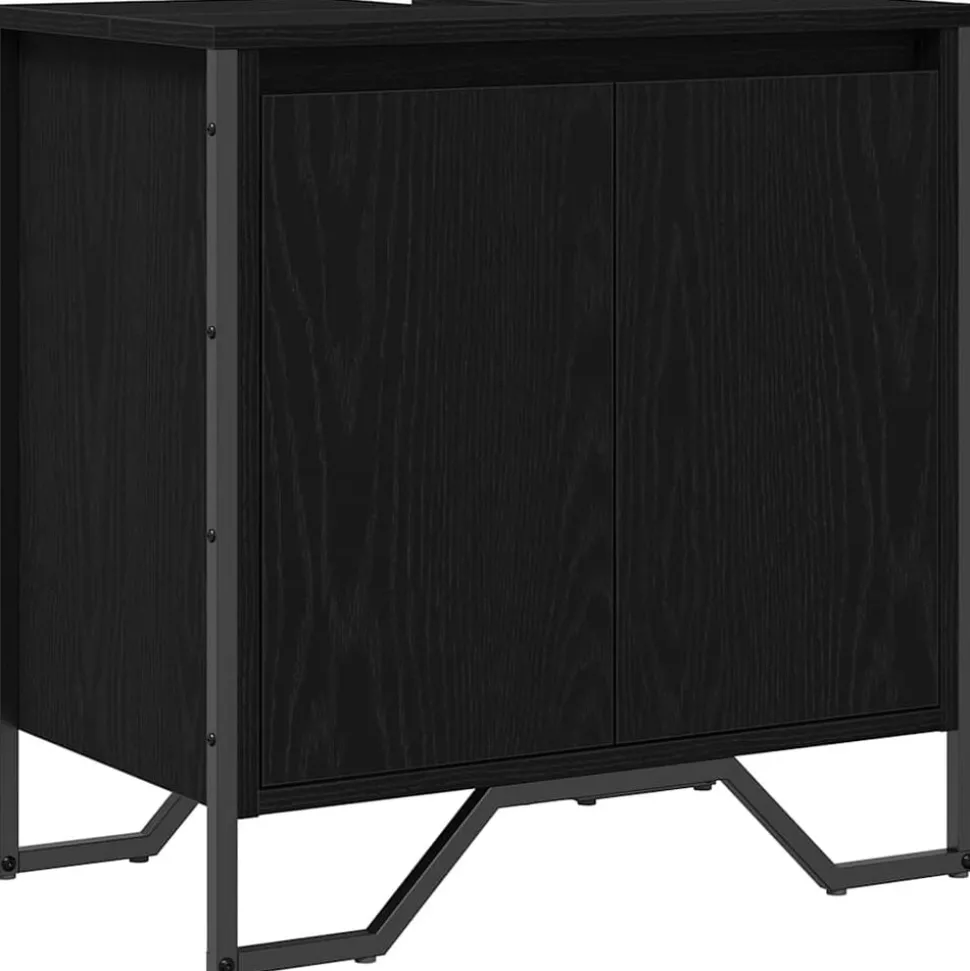 vidaXL Badkamertenk te kast Zwart Eiken 60 x 35 x 60 cm Bewerkt hout