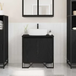 vidaXL Badkamertenk te kast Zwart Eiken 60 x 35 x 60 cm Bewerkt hout
