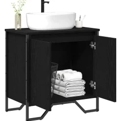 vidaXL Badkamertenk te kast Zwart Eiken 60 x 35 x 60 cm Bewerkt hout