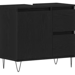 vidaXL Badkamertenk te kast Zwart Eiken 65 x 33 x 60 cm Bewerkt hout