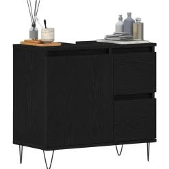 vidaXL Badkamertenk te kast Zwart Eiken 65 x 33 x 60 cm Bewerkt hout