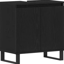 vidaXL Badkamertenk te kast Zwart Eiken 58 x 33 x 60 cm Bewerkt hout