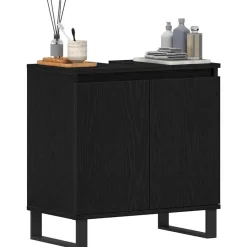 vidaXL Badkamertenk te kast Zwart Eiken 58 x 33 x 60 cm Bewerkt hout