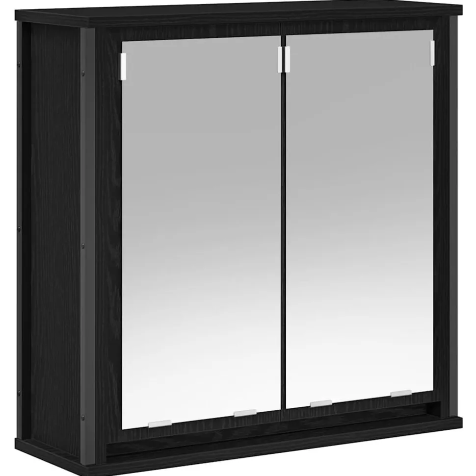 vidaXL Badkamerwandkast met spiegel 60x21x60 cm zwart eikenkleurig