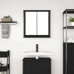 vidaXL Badkamerwandkast met spiegel 60x21x60 cm zwart eikenkleurig