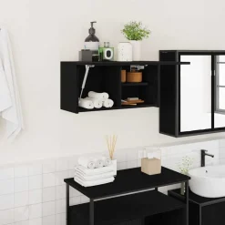 vidaXL Badkamerwandkast 60x25x30 cm bewerkt hout zwart