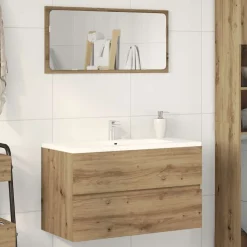 vidaXL Badkamerwandkast 80x38,5x45 cm bewerkt hout artisanaal eiken