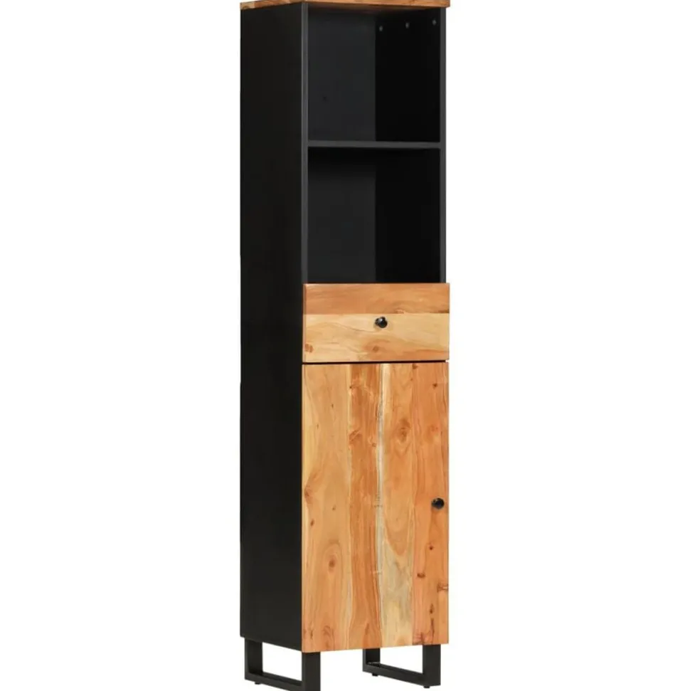 vidaXL Badkamerwandkast 38x33x160 cm massief acaciahout